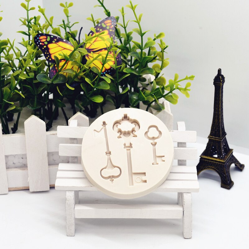 Retro nøkkel harpiks silikonform kjøkken bakeverktøy gjør-det-selv kake bakverk fondantformer sjokolade dessert blonder dekorasjon rekvisita