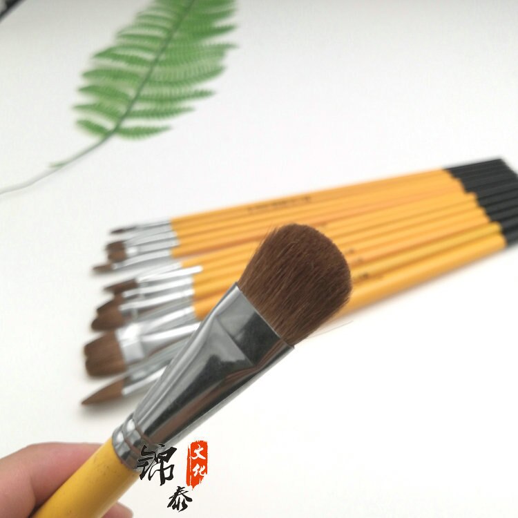 3 uds. De pincel para pintar al óleo/acuarela HECHO DE Pelo de lobo 1-12 pincel para pintar Número de lengua de pato, artículos de dibujo artístico de cabeza plana