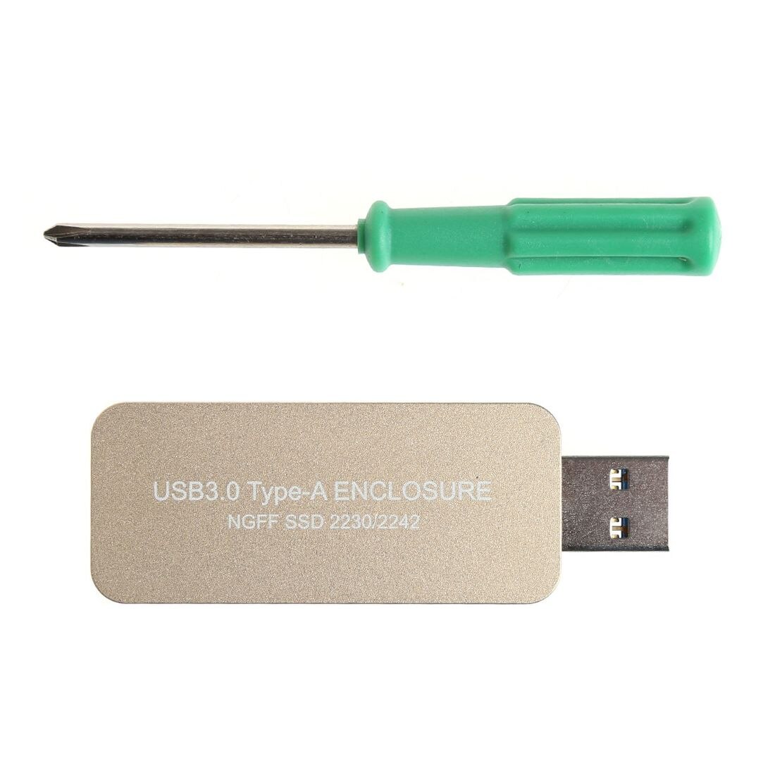 Obudowa M.2 SSD USB 3.0 do NGFF SATA 2230/2242 - Plug & Play Aluminium: Złoty