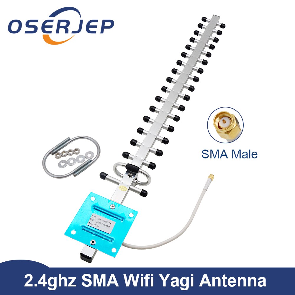 Antenne Yagi 24dbi à Gain élevé pour l&#39;extérieur, 2.4ghz, 2300-2700MHz, 3g, 4g Lte, SMA-Male, avec câble de 0.3M/1.5M/3M/5M