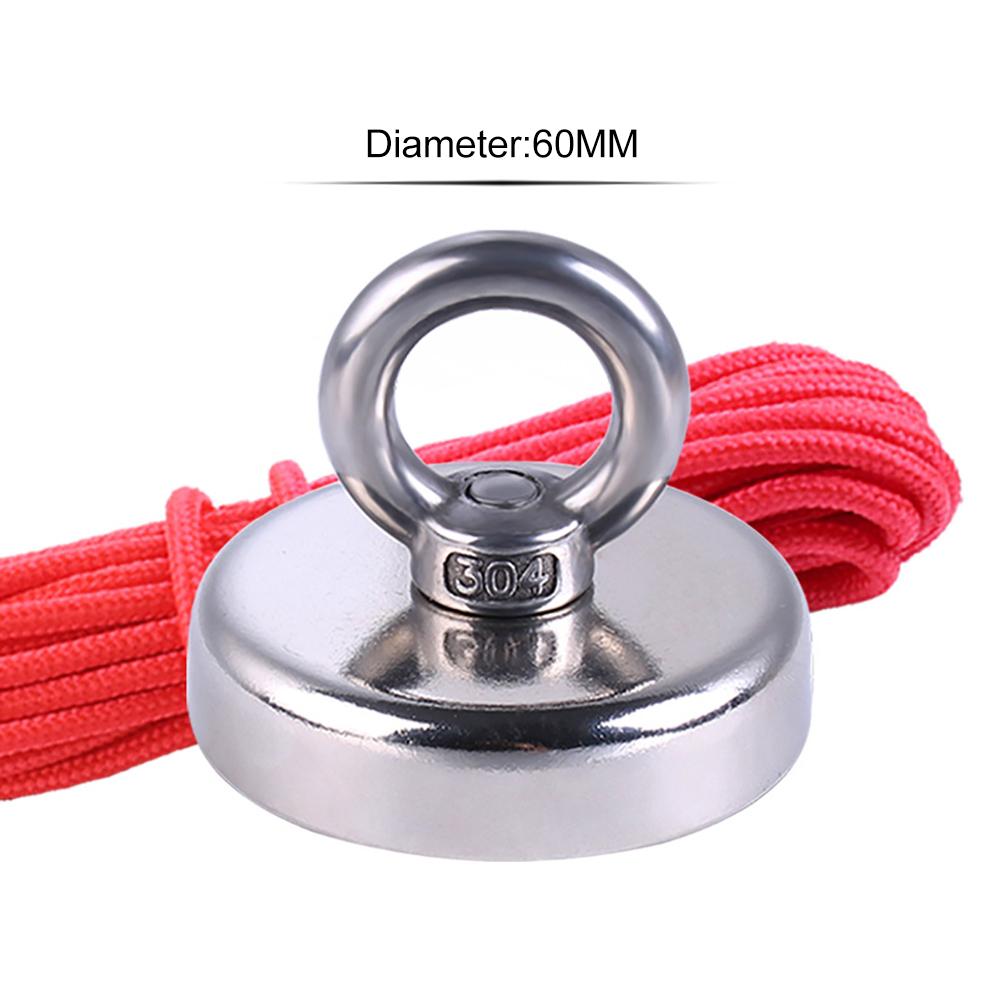 Aimant néodyme aimant de pêche Super fort avec trou fraisé et boulon à œil 20M Force de traction de corde 110 Kg rapide: D60