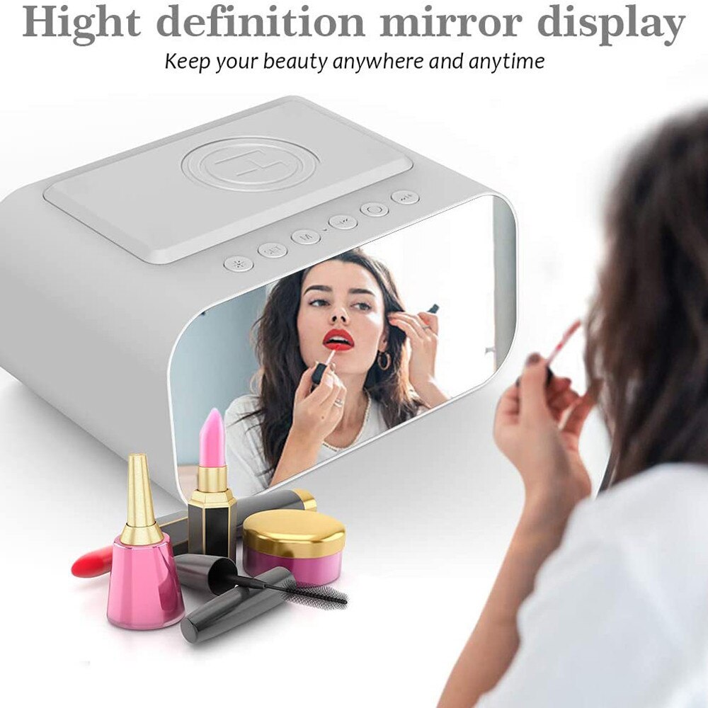 Digital Alarm Clock Home Digital Clocks Radio Bluetooth Speaker with USB Port and Wireless Charging Dual Alarm Big LED Display