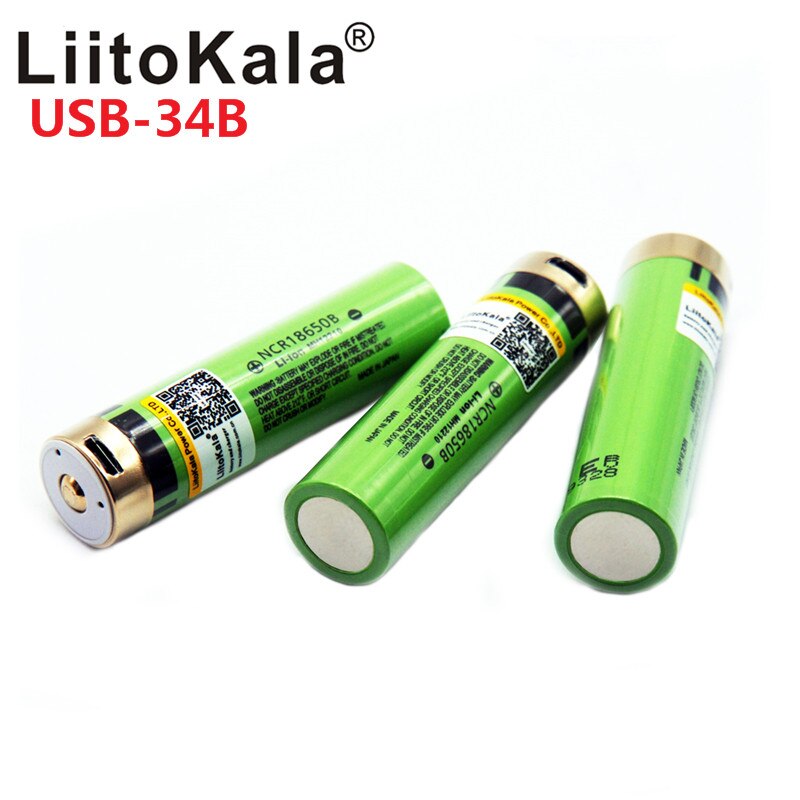 2019 LiitoKala USB 3.7V 18650 3400mAh Li-Ion USB Batteria Ricaricabile Con Indicatore LED Luce DC-Ricarica