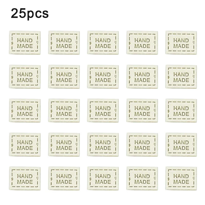 25/50pcs PU Leather Labels Tags Small Handmade Labels DIY Clothes Hats Bags Hand Made Label Sewing Tags Sewing Accessories Tools: Multi-Colored