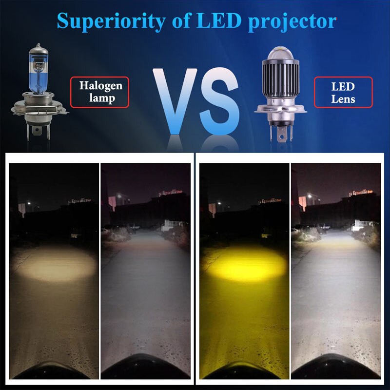 1Pc 12-80V P15D Led H4 Led BA20D Led Cob Led Motorfiets Koplamp Wit Geel Hi Lo lamp Scooter Auto Accessoires Mistlampen