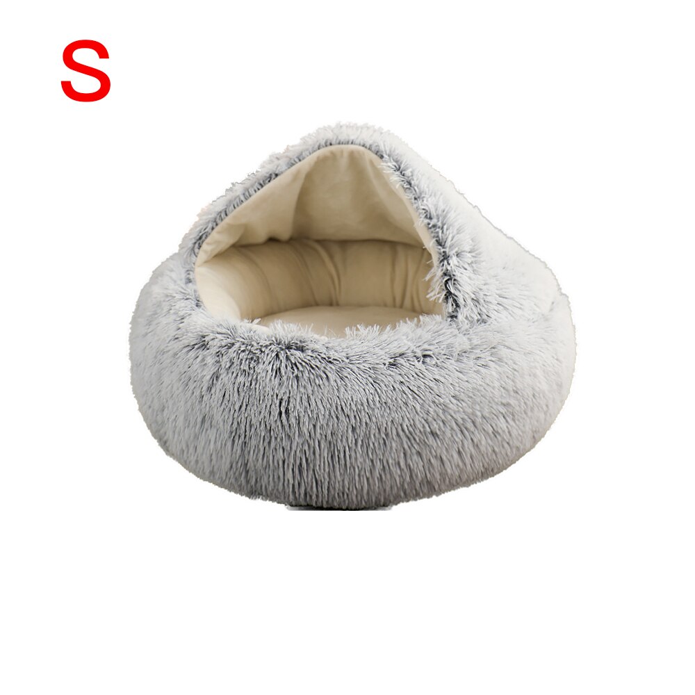 Cama para gatos 2 en 1, Comodidad para dormir profunda en invierno, cesta para casa de gatos, productos de tienda para mascotas, nido para gatos de interior: Gris / M