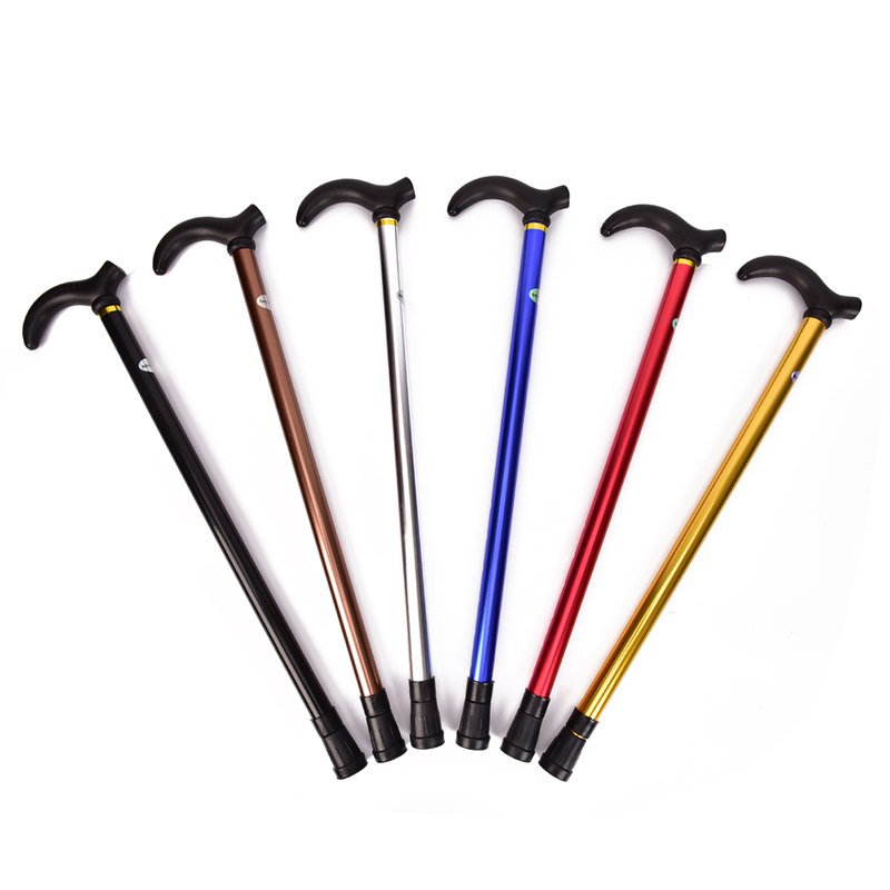 Walking Stick Cane Hiking Rubber Tips 6 Grade Alpenstock for Elderly Aluminium Body Climbing Equipment