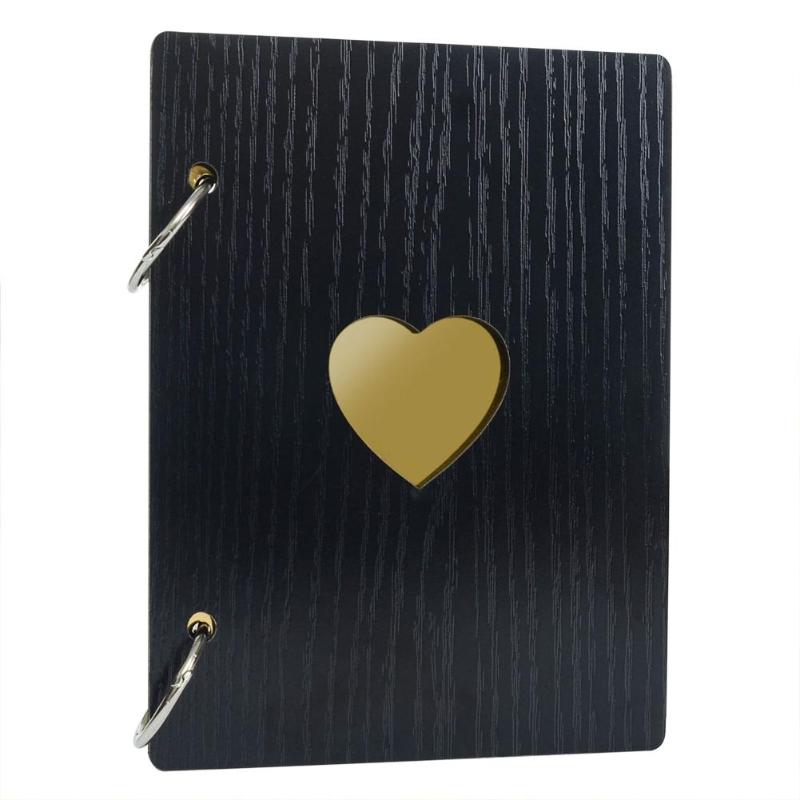 6 pollici retrò in Legno Foto di Copertina album Creativo Scavato Cuore di Amore A Mano FAI DA TE album di Foto album Libro Complementi Arredo Casa Regalo Dei Capretti: nero