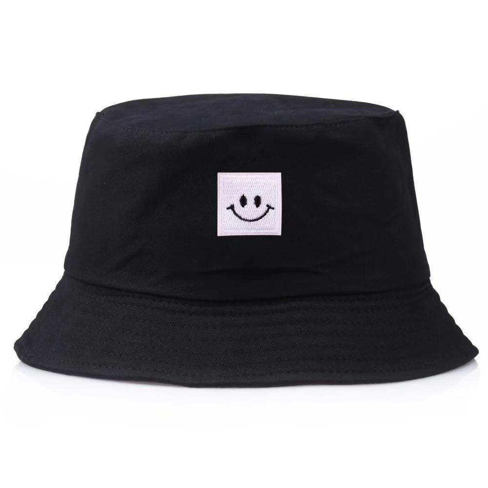 Chapeau de pêche pour hommes et femmes, style pop, bob, coiffure de pêche, couleur noire solide, protection solaire, style Hip Hop, panama: smiling