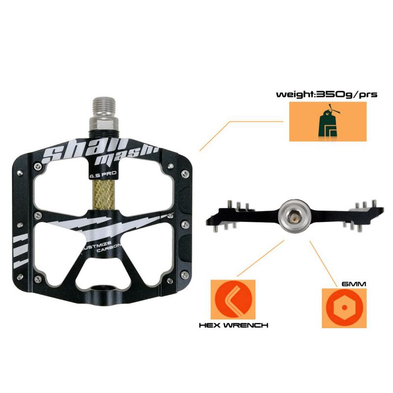 SHANMASHI 3 Bearing Bicycle Flat Pedals Chromium Molybdenum Steel Axis MTB Road Cycling Bike Pedals Carbon Sealed