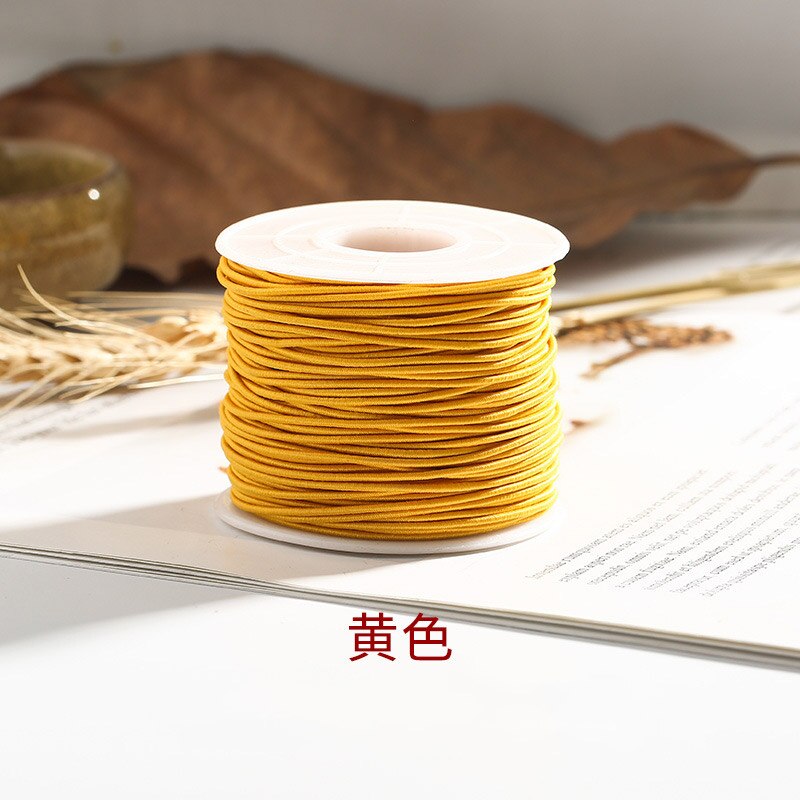 1mm 50M/Roll White Black Round Elastic Band Tape Handmade Braid Bead Necklace Bracelet String Cord Rubber Stitching Ribbon Rope: Yellow