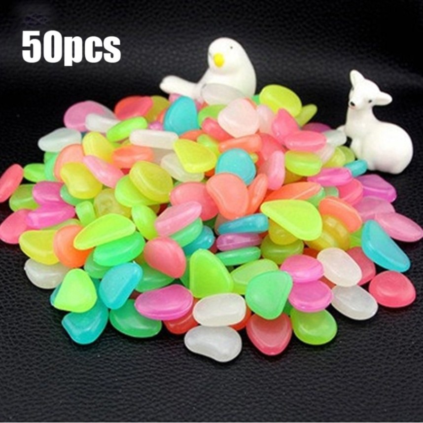 Pierres scintillantes dans la nuit, 50/100/300 pièces, rochers de jardin pour allées, décor d&#39;aquarium, plantes de jardin: 50pcs / Multi