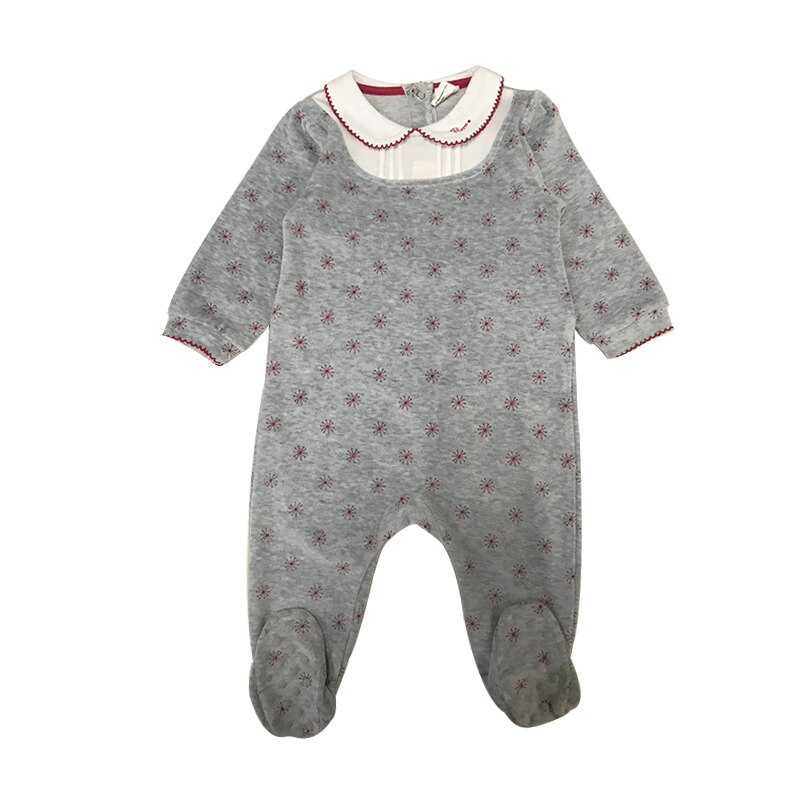 Bébé barboteuse pyjamas velours enfants vêtements manches longues enfants vêtements flocon de neige bébé salopette garçon filles vêtements chaussures barboteuse: grey melange / 18 month