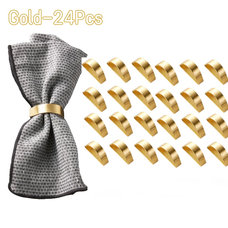 Sales】Cuff Brushed Gold Napkin Rings Holder Wedding Banquet Metallic Adornment Table Settings Glossy Serviette Buckles: MULTI