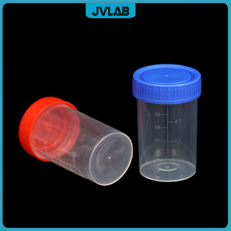 Plastic Urine Container Cup 60 Ml Plastic Flesjes Schroef Cover Sputum Cup Hoogte 67Mm Eo Gesteriliseerd Individuele Pakket 50/Pk
