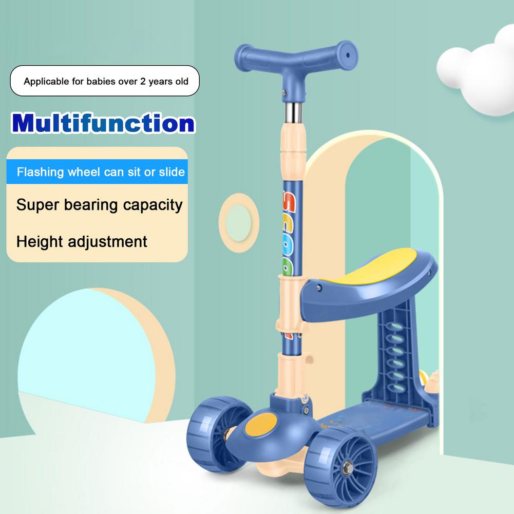 Children's Kick Scooter Folding Skateboard Kids Adjustable Height Flashing Light 3 Wheels Foot Scooters Boy Girl Scooter