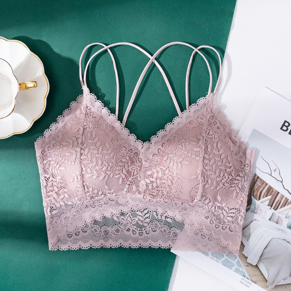 Nyeste blomstrede blonde bh'er til kvinder sexet lingeri dyb v blonde bralette kvindelig brystholder wire fri tyndt undertøj push up bh sort