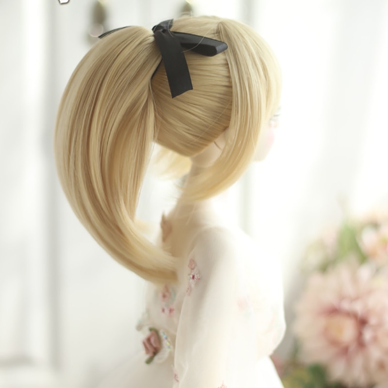 Cataleya BJD SD wig 1/3 1/4 hair doll wig 100% fiber DIY wig ponytail tie flower