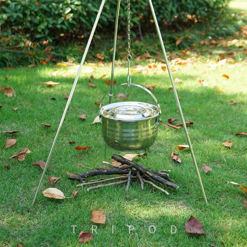 Cooking Tripod Folding Campfire Grill Grate Stand Camping Fire Pit Tool for Bonfire Party Picnic BBQ: Default Title