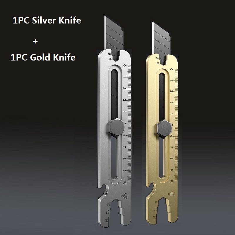 Mes Roestvrij Staal, 4 In 1 Multifunctionele Afbreeksleutel Van Industriële , 18Mm Zware Lederen Behangsnijder