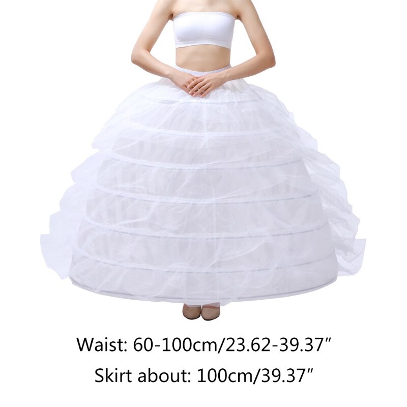 Women 7 Hoop Floor Length A-Line Petticoat Crinoline Skirt Ball Gown Underskirt U90E: 6EE407144