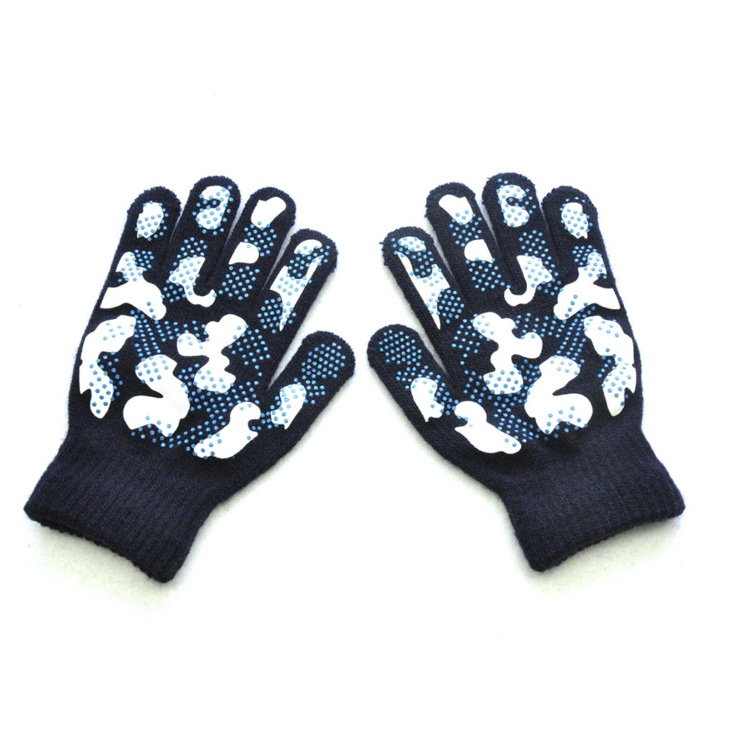 Kids Winter Handschoenen Jongens Meisjes Kinderen Winter Warm Gebreide Wapiti Camouflage Pint Screen Leuke Handschoenen Guantes Invierno: Navy 