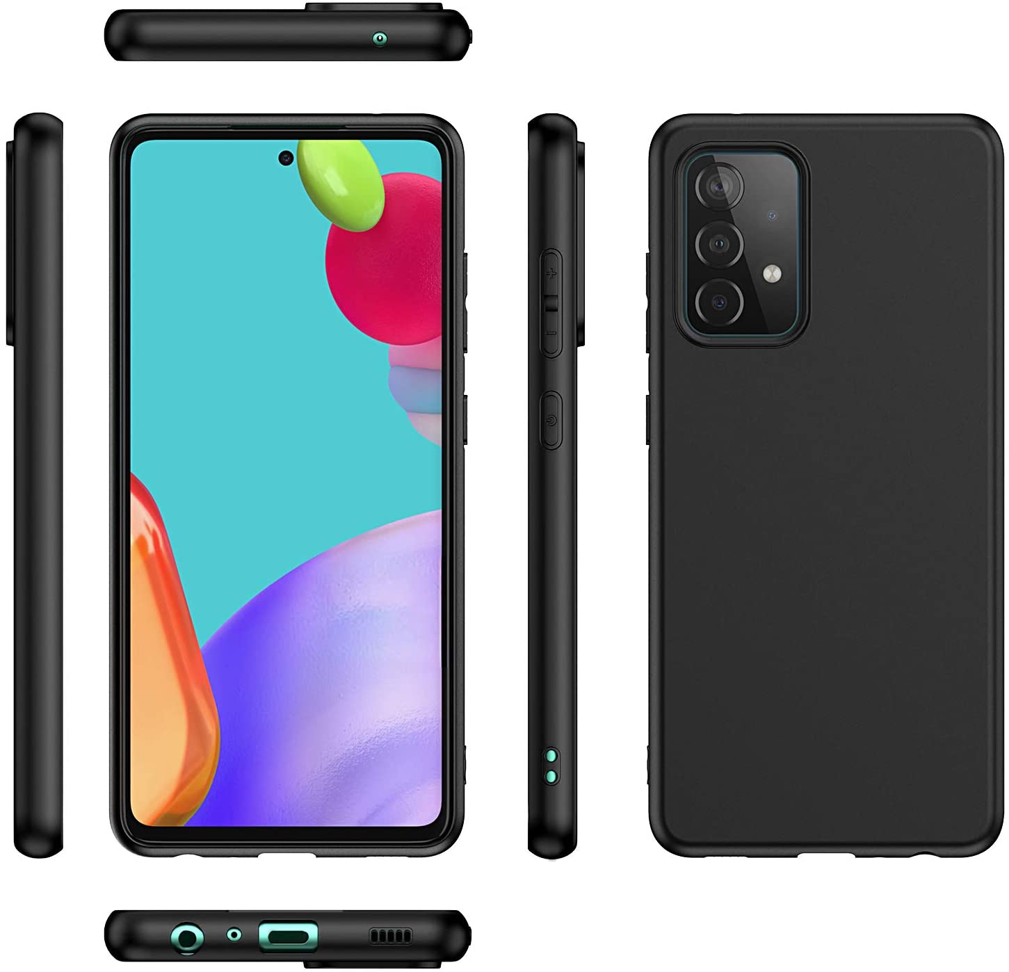 Funda para Galaxy A32 A52 4G 5G, cubierta negra mate suave de TPU a prueba de golpes para Samsung Galaxy A72 4G 5