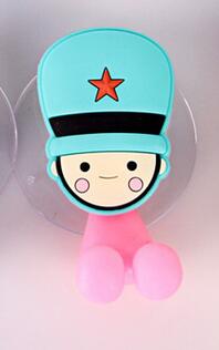 Multifunktionale Nette Cartoon Tier Saugnapf Zahnbürste Halter Haken Bad Zubehör 24 Farben: light blue hat