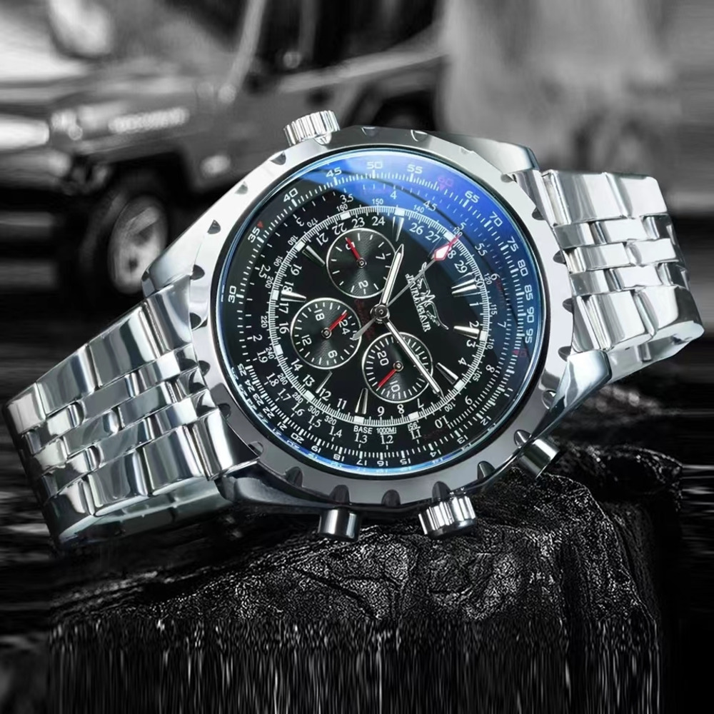 JARAGAR Mechanische Uhr Für Männer Luxus Uhr Große Zifferblatt Kalender Woche Display Leuchtende Edelstahl Männer Uhr Reloj Hombre