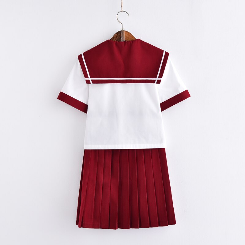Giapponese JK Uniformi Scolastiche Per Le Donne navy blu rosso top Marinaio stile Navy Vestito di Pannello Esterno Studente di Classe Delle Ragazze Set Femminile cosplay