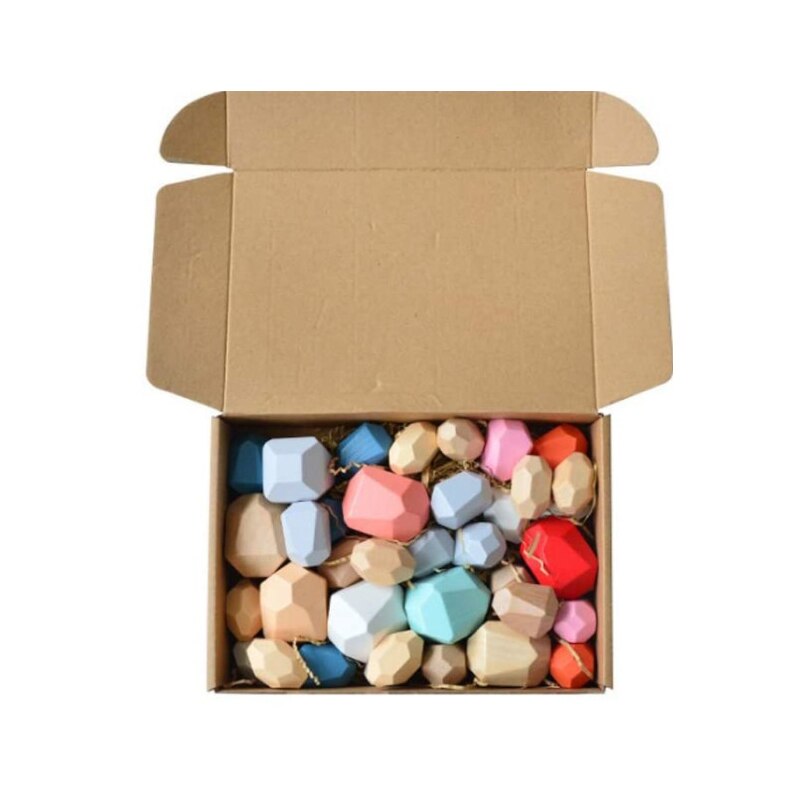 Giocattolo per bambini blocchi di legno creativo stile nordico Montessori giocattoli educativi colorati gioco impilabile bilanciamento pietra arcobaleno per bambini: O 36PCS