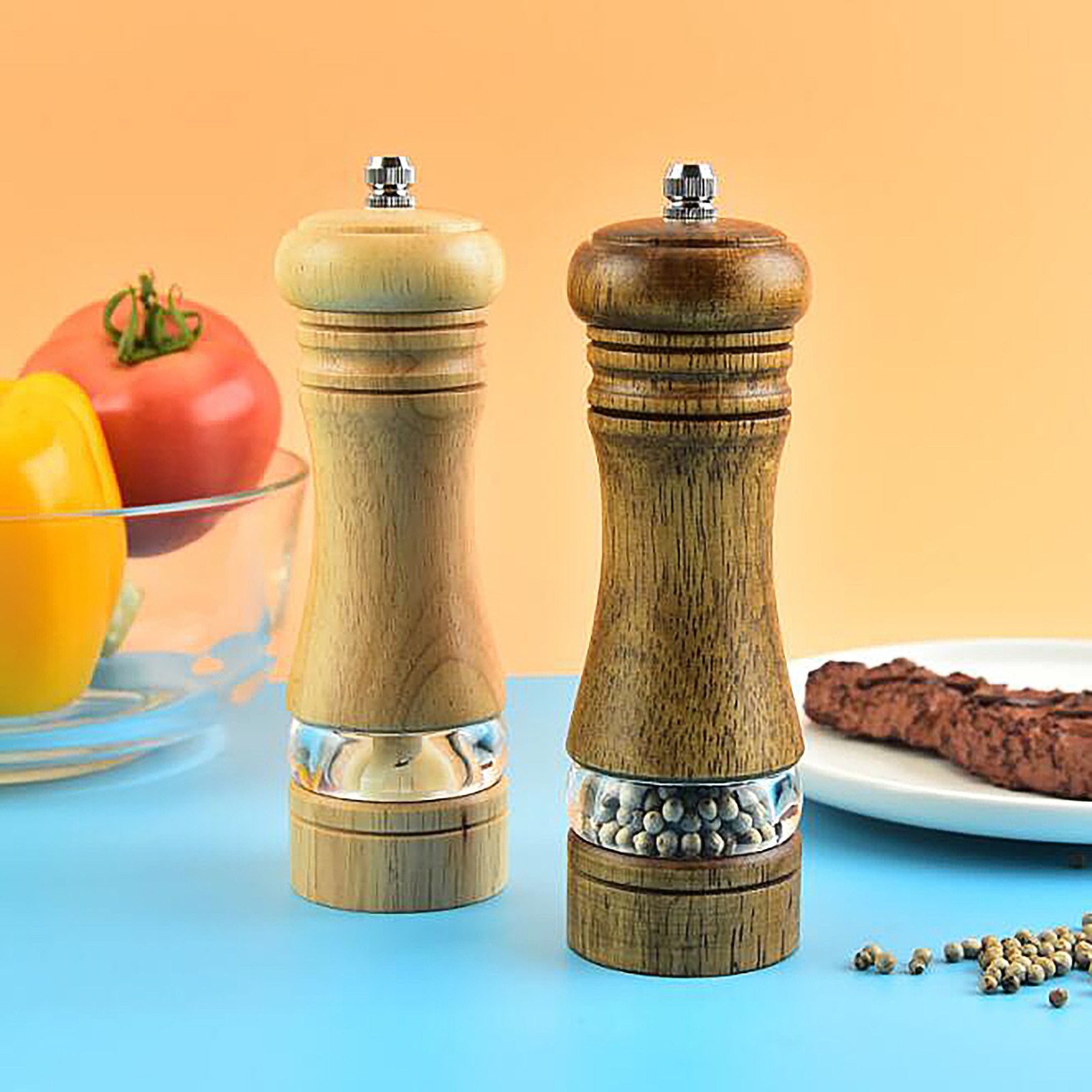 Manual Pepper Grinder Wooden Grinder Salt Pepper Spice Mills Adjustable Handheld Seasoning Mills Grinder Wood Kitchen Tools #Y2