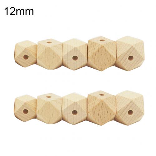 10 stk. geometriske sekskantede perler i træ, ammende tygge, træbinder legetøj til babybinderhalskæder / armbånd diy babybinder: 12mm
