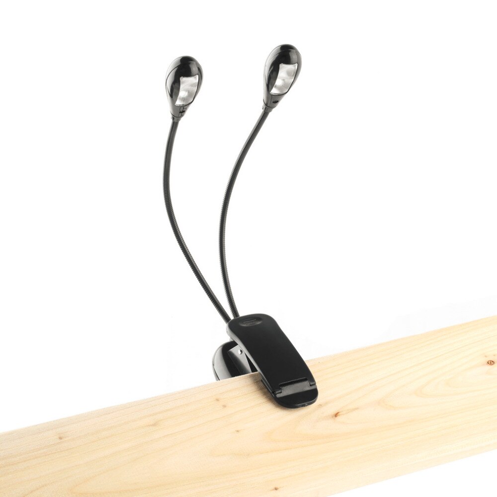 Icoco justerbare svanehalse 2 dobbelte fleksible arme 4 led clip-on lys lampe bordlampe bordlampe til klaver nodestand bog