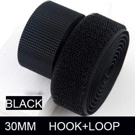 Ruban de fixation en tissu Nylon, 1 mètre/paire, Non adhésif, pour bricolage, accessoires de couture: 1M 30mm  black