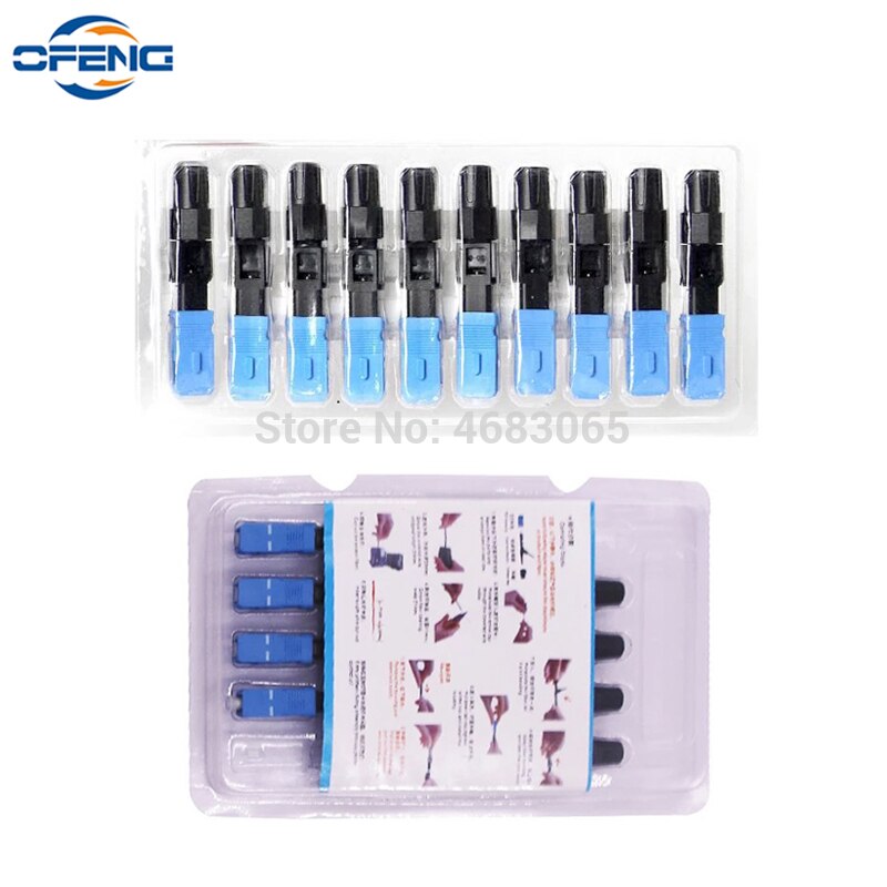 100Pcs Embedded SC UPC Fiber Optic Fast Connector FTTH SM fiber optic SC quick connector SC adapter Field Assembly