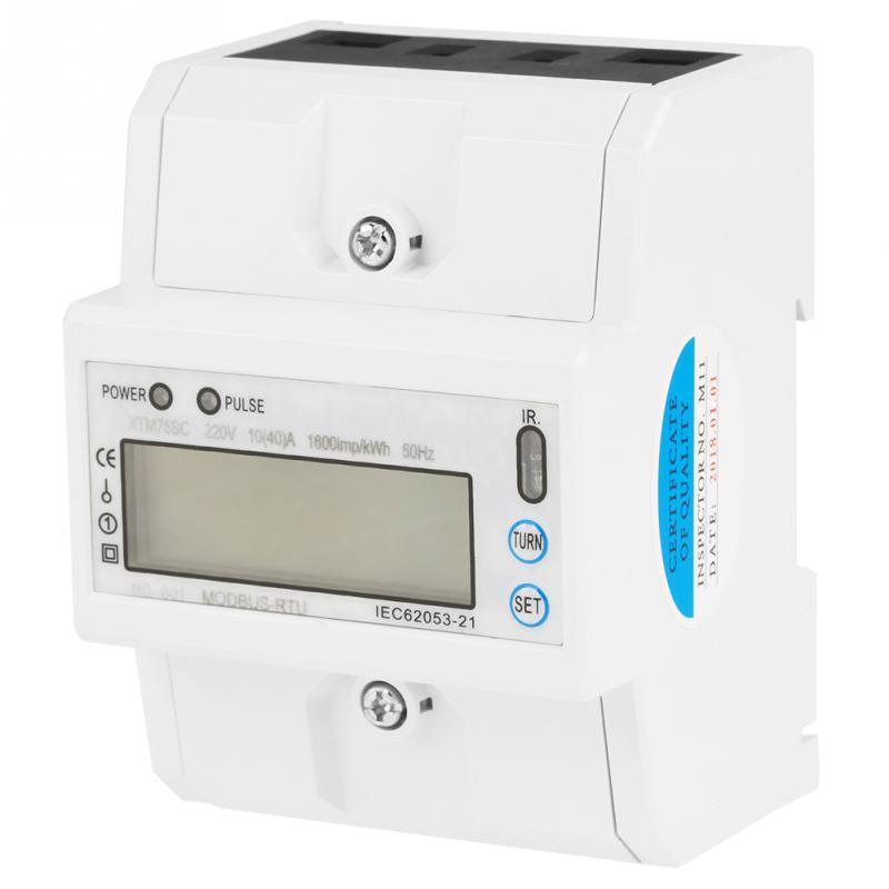 220V Digital 10(40)A DIN-Rail Electric Meter Din Rail Energy Meter 1-phase 2 Wire Electronic KWh Meter