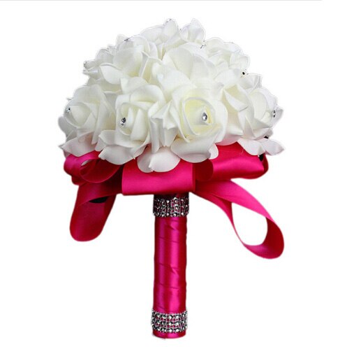 Beautiful Romantic Wedding Simulation Flower Rose Crystal Bouquet Bride Bridesmaid Flower-Girl Wand Best Wedding Floral