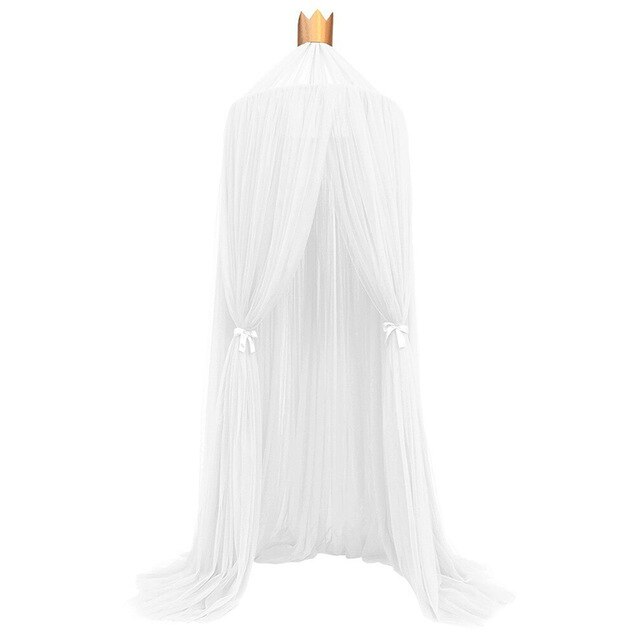 Hanging Kids Baby Bedding Dome Bed Canopy Cotton Mosquito Net Bedcover Curtain For Baby Kids Reading Playing Home Decor: White
