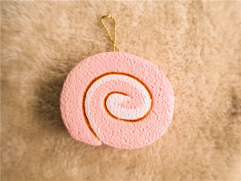 Kuutti Squishy juguete antiestrés Kawaii lindo rollo suizo pan de la torta blandita lento aumento de Jumbo Chocolate Rosa Amarillo Blanco Squishies: 7CM Pink
