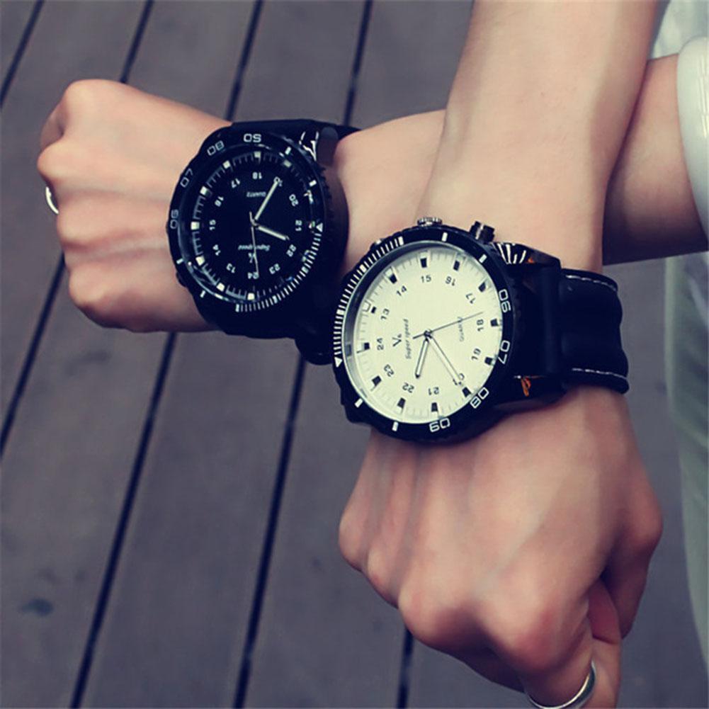 Lintimes unisex kvinder mænd armbåndsur sportsure udendørs kvarts ur stort rundt urskive armbåndsur