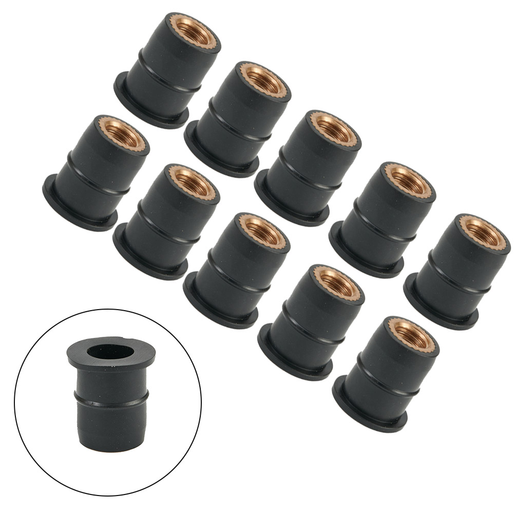 10Stck Universal- Gummi Muttern 6mm M6 Neopren Muttern Dämpfer Tafel Befestigung Motorrad Windschutzscheibe Gummi Niet murmeln mit Zubehör