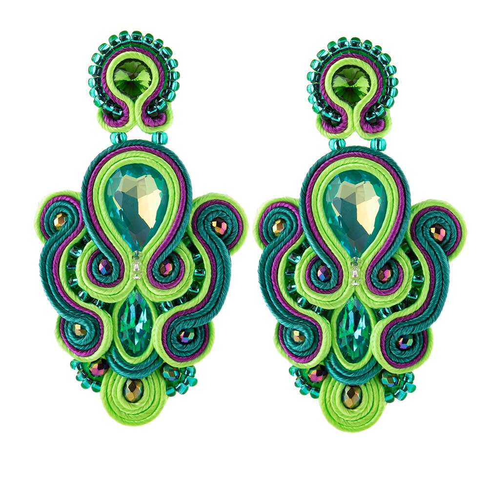 KPacTa Trendy kolczyki w stylu etnicznym wysokiej jakości luksusowe Rhinestone spadek kolczyki Brincos kobiece biuro biżuteria prezent 2021: green
