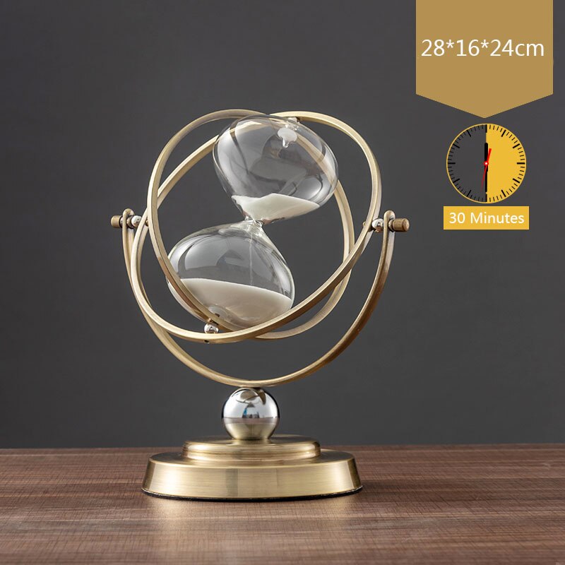 Metal timeglas ur hjem dekoration roterende globus timeglas ornament kontor stue shop borddekorationer kunst: 5