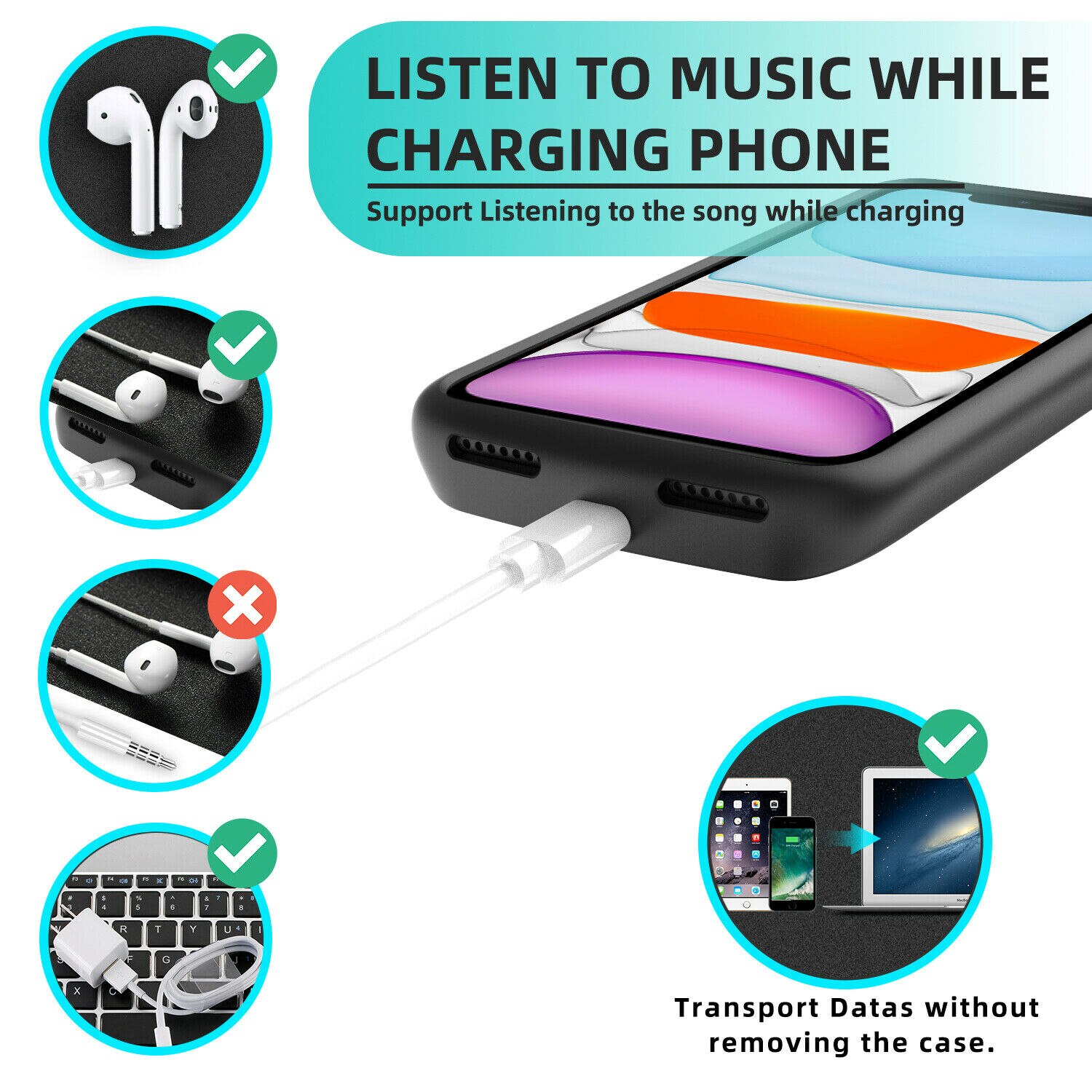 5000mAh Voor iPhone 11 11Pro 11PorMAX Draagbare Power Bank Pack Cover Magneet Externe 18W Fast Charger Batterij beschermhoes