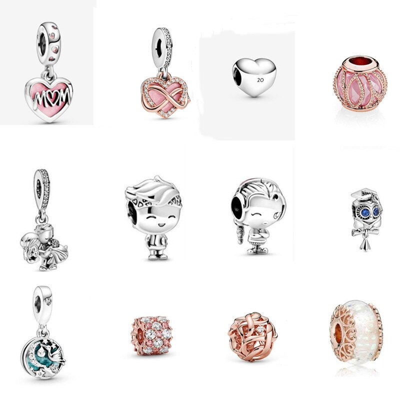 Novo 100% 925 prata esterlina sem fim amor pingente zircão encantos contas apto pan pulseira mulher diy jóias presentes