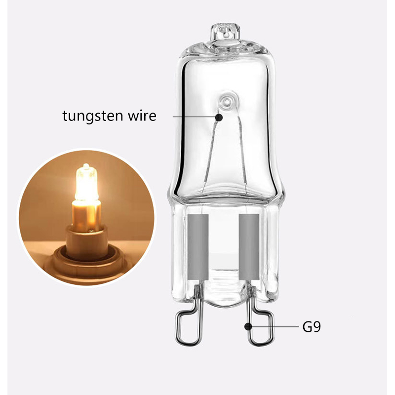 G9 220V 60W 25W 40W pin halogen bulb G9 high-voltage plug-in crystal bulb small bulb halogen tungsten filament bulb