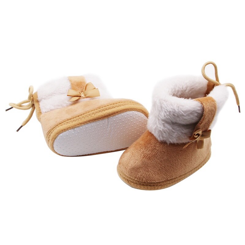 Winter Peuter Infant Pasgeboren Baby Jongen Meisje Winter Bont Snowboots Met Strikje Warme Schoenen Mid-Buis booties Kids Schoenen