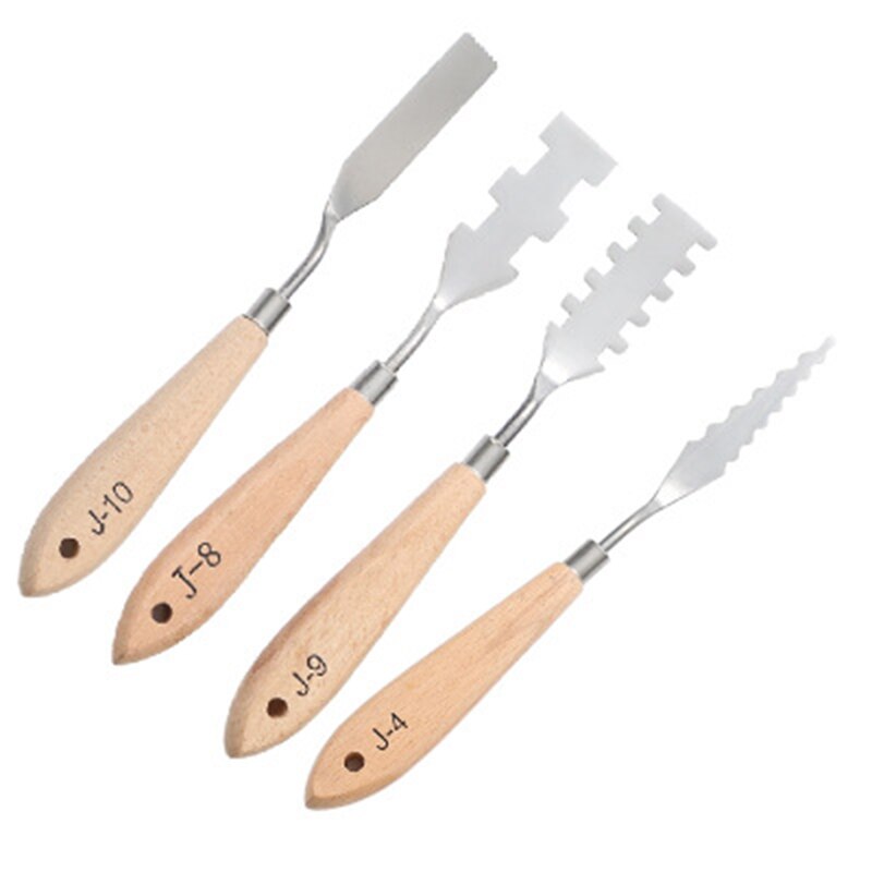 Paleta de acero inoxidable para pintura al óleo, juego de cuchillos de diferentes formas, herramientas flexibles, 10 unids/set