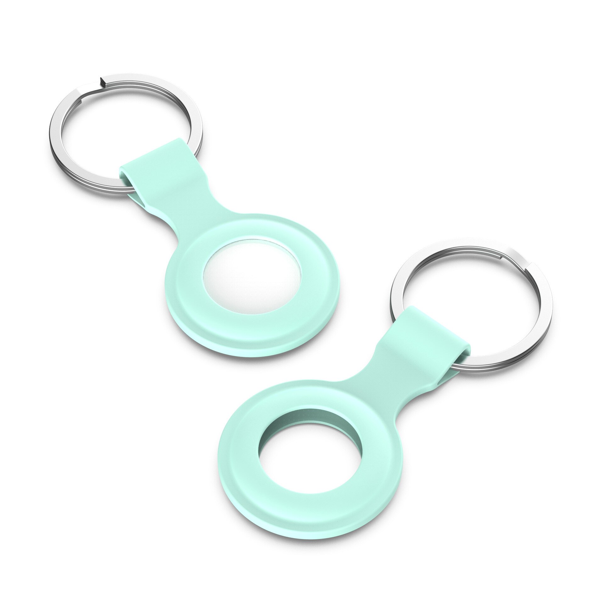 Retainer Cases For Apple Airtags Location Trackers Hanging High Durable Solid Silicone Buckle AntiLost Protective Covers: Milk Green